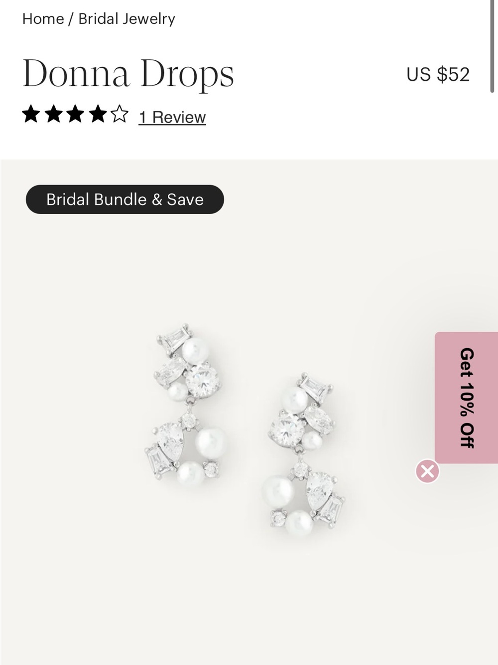 Donna Drops Pearl & Crystal Drop Earrings in White and Silver